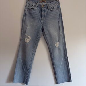 Joe’s The Scout Mid Rise Slim Boyfriend distressed raw hem jeans Size: 25